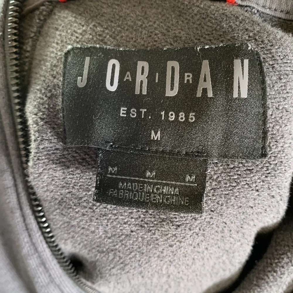 Jordan Nike Wings Fleece Hoodie Sweatshirt Gray 860196-063 Full Zip Size Medium‎